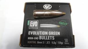 Ogives RWS EVO GREEN .323 / 8 MM 139 Grs X 50.