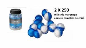 Chalkballs bleu / blanc Umarex T4E CB 43 X 500 pièces.