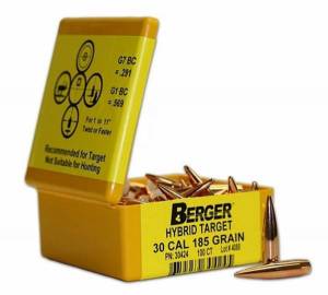 Ogives BERGER 308 / 7,62 MM - 185 Grs HYBRID TARGET X 100.