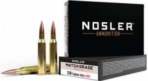 Cartouches 338 Lapua Mag. NOSLER MATCH GRADE 300 Grs HPBT X 20.