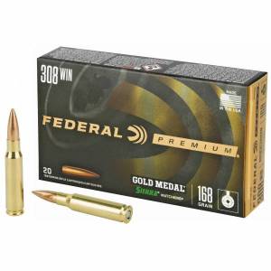 Cartouches 308 Win. FEDERAL 168 Grs GOLD MEDAL BTHP X 20.