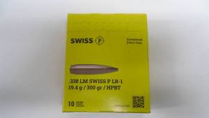 Cartouches 338 Lapua Mag SWISS P LR-1 HPBT 300 Grs.