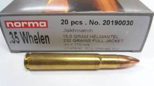 Cartouches 35 WHELEN NORMA JAKTMATCH FMJ 232 Grs.