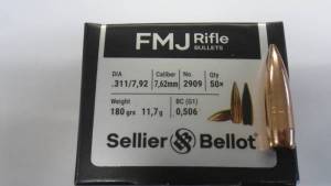 Ogives Sellier et Bellot 311 - 180 Grs FMJ X 50.