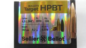 Ogives Sellier et Bellot 264 / 6,5 MM - 142 Grs Target HPBT X 100.