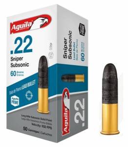 Cartouches 22 LR AGUILA Sniper Subsonic 60 Grains X 50.