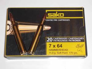 Cartouches 7 x 64 SAKO HAMMERHEAD 170 Grs.