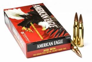 Cartouches 308 Win. AMERICAN EAGLE 150 Grs FMJ X 20.