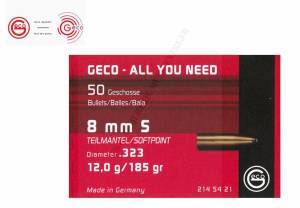 Ogives GECO 8 MM / .323 - 185 Grs TEILMANTEL X 50.