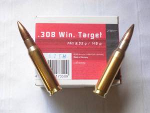 Cartouches 308 Win. GECO 146 Grs FMJ TARGET X 20.