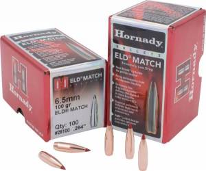 Ogives Hornady 264 / 6,5 MM - 100 Grs ELD MATCH Réf. 26100.
