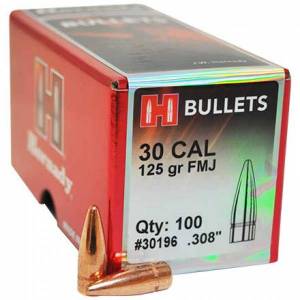 Ogives Hornady 30 - 125 Grs FMJ X 100 Réf. 30196.