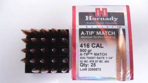 Ogives Hornady 416 - 500 Grs A-TIP Réf. 41697.