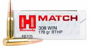 Cartouches 308 Win. HORNADY 178 Grs BTHP MATCH x 20.