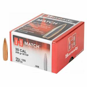 Ogives HORNADY 30 - 208 Grs BTHP Match Réf. 30733.