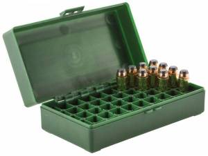 Boite MEGALINE pour 50 Cart. 44 Magnum / 45 Colt VERTE.