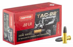 Cartouches 22 LR NORMA TAC Subsoniques HP X 50.