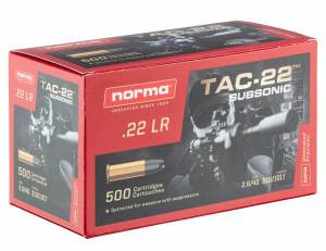 Cartouches 22 LR NORMA TAC Subsoniques HP X 500.