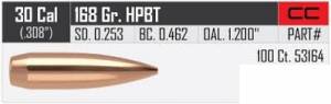 Ogives NOSLER Custom Compétition 30 / 168 Grs HPBT X 100.