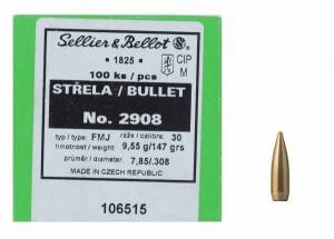 Ogives Sellier et Bellot 308 / 7,62 MM - 147 Grs FMJ X 100.