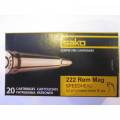 Cartouches 222 REM. MAGNUM SAKO 50 Grs FMJ X 20.